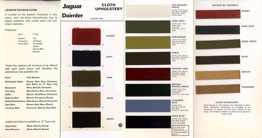 Jaguar Mk2 Colour Chart